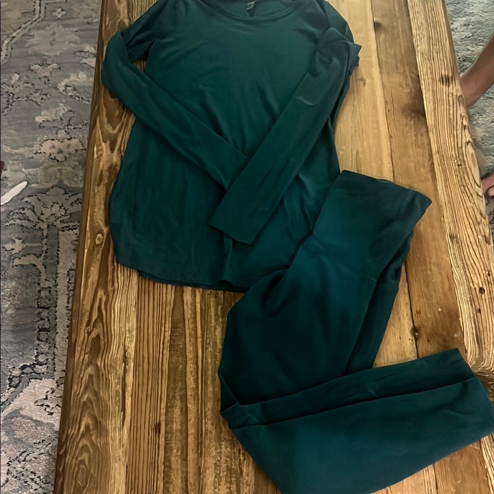 EUC Beyond the Bump turquoise Leggings Matching Set -Sz S